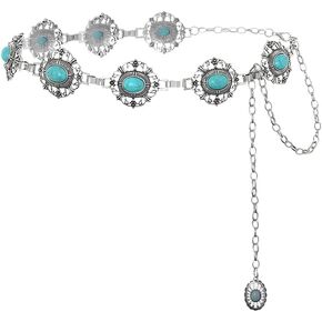 Navoky Boho Western Chain Belt Turquoise Belly Body Chains Concho Belts Body Accessories Jewelry for Women