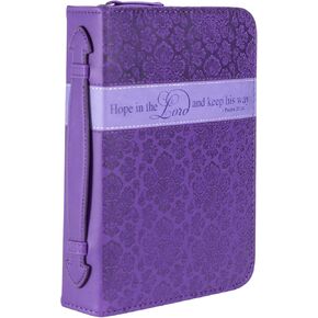 Hope in The Lord and Keep His Way Floral Purple X-Large Faux Leather Bible Cover