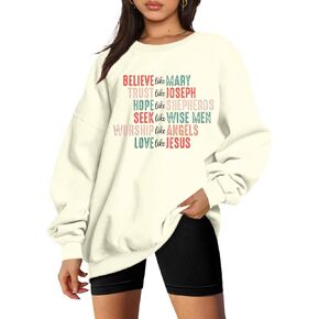 كيداد بلوزات مسيحية للنساء سويت شيرت يسوع كبير الحجم الحب مثل يسوع بلوفر الكتاب المقدس آية ملهمة in Kuwait