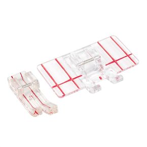 2-Piece Clear Top-Load Border Guide Foot and Clear View 1/4" (Quarter Inch) Patchwork Quilting Presser Foot Set for Low Shank Snap-On Singer, Brother, Janome, Juki, and More Sewing Machines