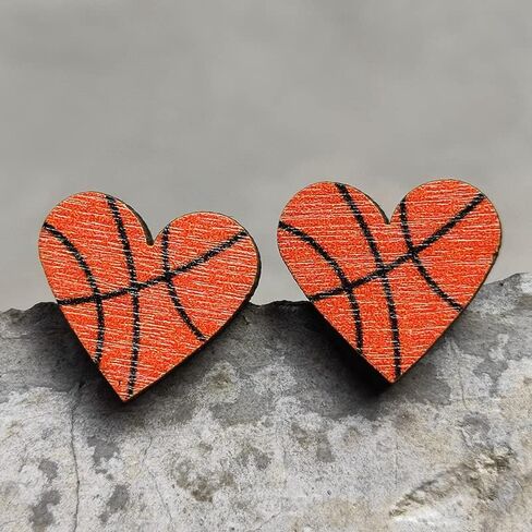 Heart Ball Sports Stud Earrings Ball Game Heart Shaped Basketball Volleyball Baseball American Football Stud Earrings for Women in Saudi Arabia