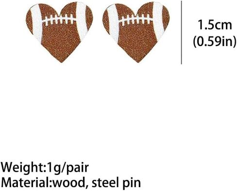 Heart Ball Sports Stud Earrings Ball Game Heart Shaped Basketball Volleyball Baseball American Football Stud Earrings for Women in Saudi Arabia