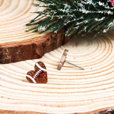 Heart Ball Sports Stud Earrings Ball Game Heart Shaped Basketball Volleyball Baseball American Football Stud Earrings for Women in Saudi Arabia