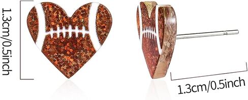 Heart Ball Sports Stud Earrings Ball Game Heart Shaped Basketball Volleyball Baseball American Football Stud Earrings for Women in Saudi Arabia