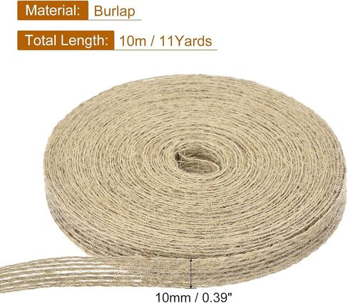 uxcell Burlap Fabric Ribbon, 3/8 Inch 11 Yards Natural Fabric Burlap Jute Ribbon for Christmas DIY Crafts Party Home Decor in Saudi Arabia