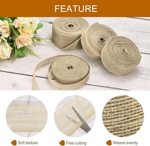 uxcell Burlap Fabric Ribbon, 3/8 Inch 11 Yards Natural Fabric Burlap Jute Ribbon for Christmas DIY Crafts Party Home Decor in Saudi Arabia