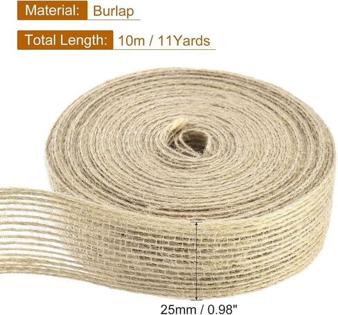 uxcell Burlap Fabric Ribbon, 3/8 Inch 11 Yards Natural Fabric Burlap Jute Ribbon for Christmas DIY Crafts Party Home Decor in Saudi Arabia
