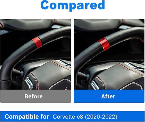 AIRSPEED for C8 Steering Wheel Circle Cover Sticker Real Carbon Fiber Steering Wheel Round Decorative Trim for Corvette C8 2020 2021 2022, Red in Saudi Arabia