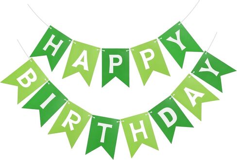 Green Happy Birthday Banner,Greenery Theme Birthday Party,Happy Birthday Sign Bunting Banner,Happy Birthday Garland for Women Men Birthday Hanging Jungle Party Decorations Supplies in Kuwait