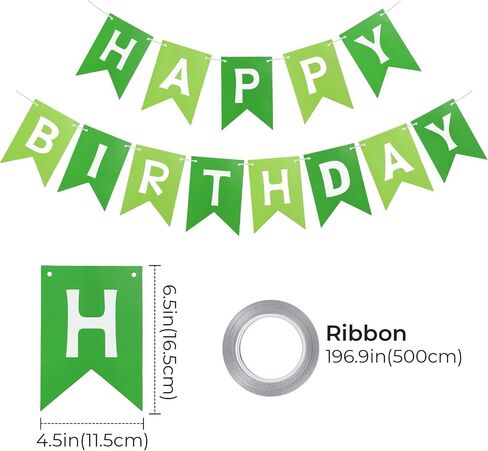 Green Happy Birthday Banner,Greenery Theme Birthday Party,Happy Birthday Sign Bunting Banner,Happy Birthday Garland for Women Men Birthday Hanging Jungle Party Decorations Supplies in Kuwait