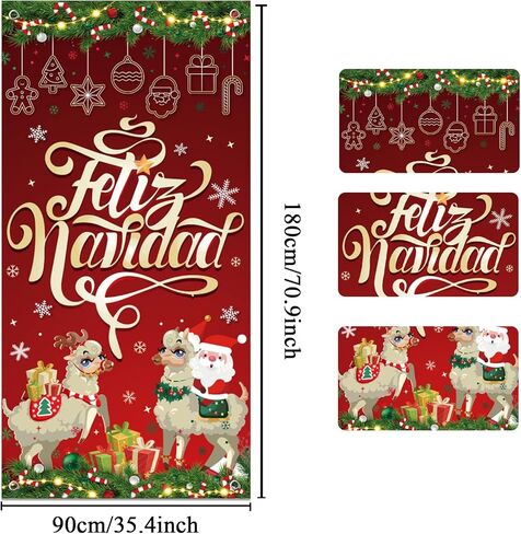 6x2.9Ft Feliz Navidad Banner, Feliz Navidad Decorations Door Cover, Feliz Navidad Sign for Christmas Xmas Winter Holiday, Feliz Navidad Decorations for Home tineit in Saudi Arabia