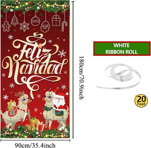 6x2.9Ft Feliz Navidad Banner, Feliz Navidad Decorations Door Cover, Feliz Navidad Sign for Christmas Xmas Winter Holiday, Feliz Navidad Decorations for Home tineit in Saudi Arabia