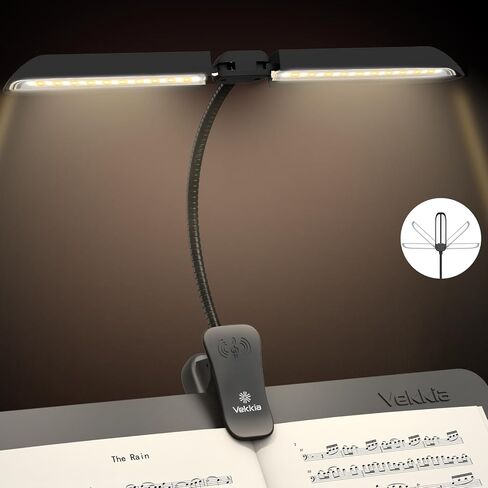 Vekkia Folding Music Stand Light, Portable 42 LED Rechargeable Super Bright Clip On Piano Lamp,Professional 5 Brightness×3 Color Temperature, Perfect for Grand Piano, Book Reading in Kuwait