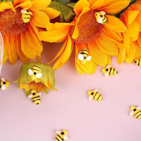 45Pcs Tiny Bees Craft Decoration Tiny Resin Bees Decors Bee Shaped Craft Embellishment Garden Bee Decors Flatback Bee Shaped Embellishment Honey Resin Bee with Box for DIY Craft Party Home Decor in Saudi Arabia
