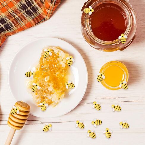 45Pcs Tiny Bees Craft Decoration Tiny Resin Bees Decors Bee Shaped Craft Embellishment Garden Bee Decors Flatback Bee Shaped Embellishment Honey Resin Bee with Box for DIY Craft Party Home Decor in Saudi Arabia