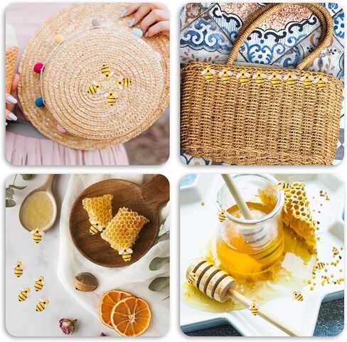 45Pcs Tiny Bees Craft Decoration Tiny Resin Bees Decors Bee Shaped Craft Embellishment Garden Bee Decors Flatback Bee Shaped Embellishment Honey Resin Bee with Box for DIY Craft Party Home Decor in Saudi Arabia