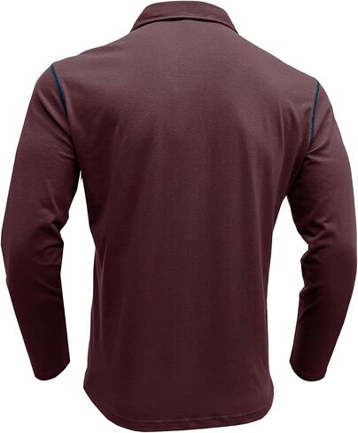 Men's Long Sleeve Polo Shirts, Casual Business Cotton Blend Thermal Button Down Golf Shirt with Pocket in Saudi Arabia
