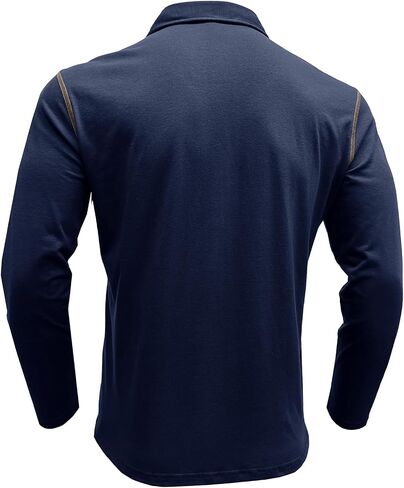 Men's Long Sleeve Polo Shirts, Casual Business Cotton Blend Thermal Button Down Golf Shirt with Pocket in Saudi Arabia