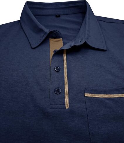 Men's Long Sleeve Polo Shirts, Casual Business Cotton Blend Thermal Button Down Golf Shirt with Pocket in Saudi Arabia