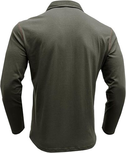 Men's Long Sleeve Polo Shirts, Casual Business Cotton Blend Thermal Button Down Golf Shirt with Pocket in Saudi Arabia
