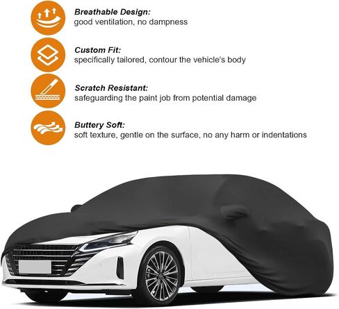DZG Indoor Sedan Car Cover Comaptible with Altima Malibu Accord Charger K5 Sonata Impala ES Maxima Mirai Fit 192-207 inch Paint Sun Protection Scratch Resistant Dustproof Stretch Soft in Saudi Arabia