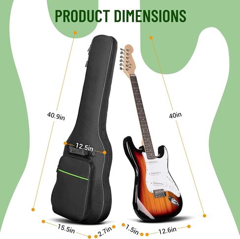 CAHAYA Bass Guitar Bag Gig Bag 0.3inch Padding Black Padded Backpack Soft Electric Bass Case Green CY0292 in Kuwait