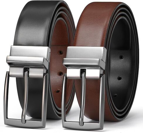 Mens Belt Leather Reversible Belt for Men 1 3/8" Men's Belt for Dress Pants 2 Styles in One Belt in Kuwait