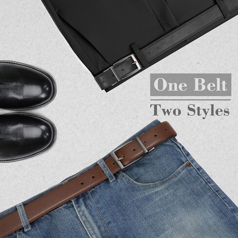 Mens Belt Leather Reversible Belt for Men 1 3/8" Men's Belt for Dress Pants 2 Styles in One Belt in Kuwait