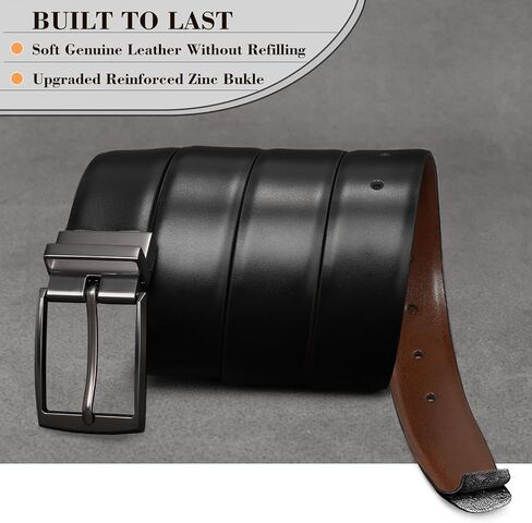 Mens Belt Leather Reversible Belt for Men 1 3/8" Men's Belt for Dress Pants 2 Styles in One Belt in Kuwait