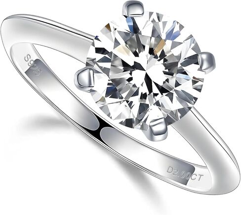 1/2CT Moissanite Solitaire Rings for Women D Color VVS1 Clarity Round Created Diamond and 925 Sterling Silver with 18K White Gold Vermeil Size 5-10 in Saudi Arabia