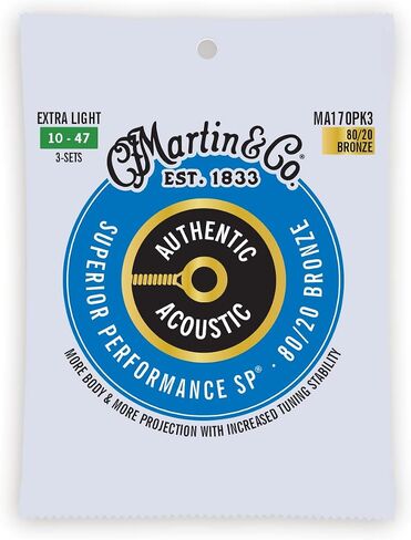Martin Authentic Acoustic Guitar Strings, Superior Performance Extra Custom Light in Saudi Arabia