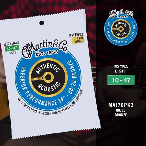 Martin Authentic Acoustic Guitar Strings, Superior Performance Extra Custom Light in Saudi Arabia