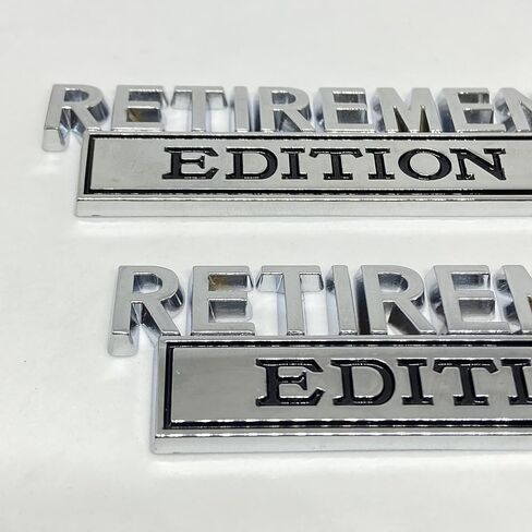 2 Pack Retirement Edition Emblem 3D Badge Chrome Car Decal Raised Letters Metal Sticker with Strong Adhesive Replacement for Universal Vehicle, Truck, SUV (Silver/Black) in Saudi Arabia