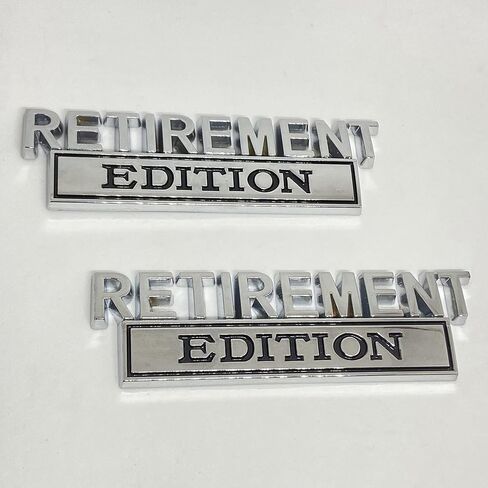 2 Pack Retirement Edition Emblem 3D Badge Chrome Car Decal Raised Letters Metal Sticker with Strong Adhesive Replacement for Universal Vehicle, Truck, SUV (Silver/Black) in Saudi Arabia