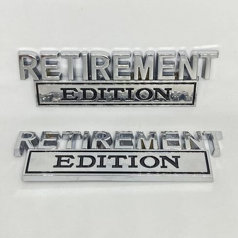 2 Pack Retirement Edition Emblem 3D Badge Chrome Car Decal Raised Letters Metal Sticker with Strong Adhesive Replacement for Universal Vehicle, Truck, SUV (Silver/Black) in Saudi Arabia