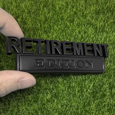 2 Pack Retirement Edition Emblem 3D Badge Chrome Car Decal Raised Letters Metal Sticker with Strong Adhesive Replacement for Universal Vehicle, Truck, SUV (Silver/Black) in Saudi Arabia