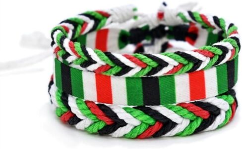 Pingyongchang Free Palestine Silicone Bracelet Handmade Adjustable Braided Palestinian Flag Rope Bracelet for Women Men Save Gaza Support Palestine Jewelry in Saudi Arabia