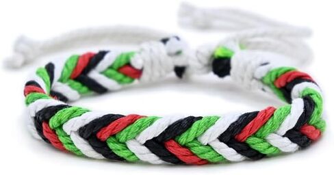Pingyongchang Free Palestine Silicone Bracelet Handmade Adjustable Braided Palestinian Flag Rope Bracelet for Women Men Save Gaza Support Palestine Jewelry in Saudi Arabia