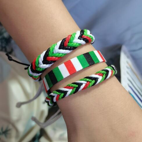 Pingyongchang Free Palestine Silicone Bracelet Handmade Adjustable Braided Palestinian Flag Rope Bracelet for Women Men Save Gaza Support Palestine Jewelry in Saudi Arabia