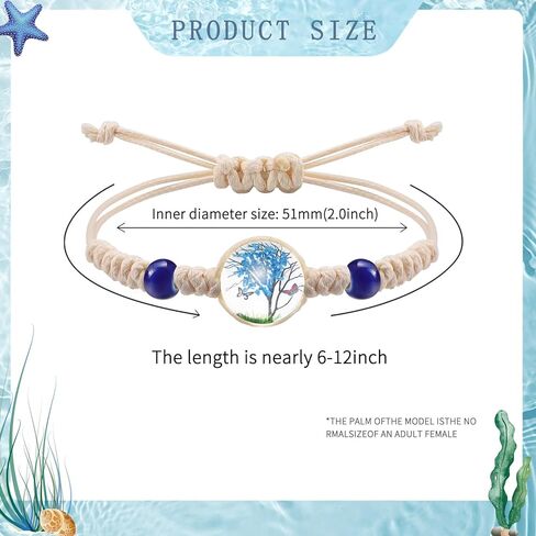 10 قطع أساور بوهو مضفرة مصنوعة يدويًا، مجوهرات لطيفة، أساور على شكل زهور Babysbreath، أساور متمنية لشجرة الحياة، حبل سلسلة قابل للتعديل للنساء هدايا in Kuwait