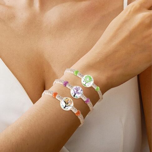 10 قطع أساور بوهو مضفرة مصنوعة يدويًا، مجوهرات لطيفة، أساور على شكل زهور Babysbreath، أساور متمنية لشجرة الحياة، حبل سلسلة قابل للتعديل للنساء هدايا in Kuwait