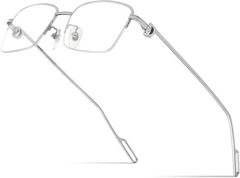 نظارات هيبيديم المعدنية المستطيلة ذات الطراز العتيق للرجال، إطار نظارة بصرية مربعة نصف شبه بدون إطار in Kuwait