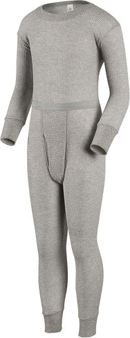 Indera Boys Traditional Thermal Underwear Long Johns Shirt and Pant Set, Heather Grey, Large in Saudi Arabia
