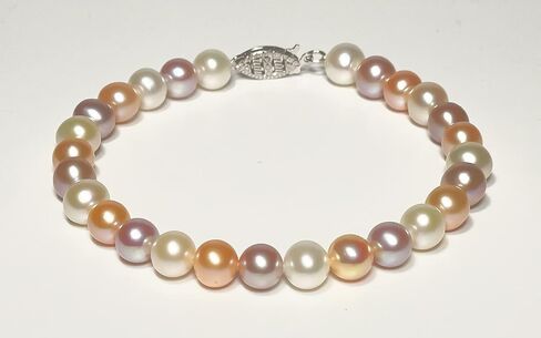 Multicolor Freshwater Cultured Pearl Bracelets 6-8 Inch for Women AA Quality 5-8mm Multicolor Bracelet Sterling Silver Clasp - Orien Jewelry in Saudi Arabia