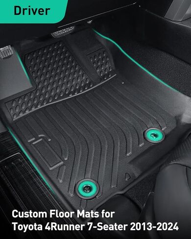 DiffCar® for Toyota 4Runner 7 مقاعد أرضية الحصير وبطانة البضائع 2013-2024، تناسب جميع الأحوال الجوية بطانات أرضية السيارة ملحقات السيارة لـ 4Runner 2024 2023 2022 2021 2020 2019 2018 2017 2016 2015 2014 2013 in Kuwait