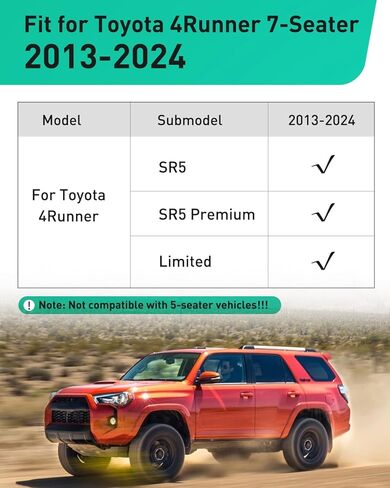 DiffCar® for Toyota 4Runner 7 مقاعد أرضية الحصير وبطانة البضائع 2013-2024، تناسب جميع الأحوال الجوية بطانات أرضية السيارة ملحقات السيارة لـ 4Runner 2024 2023 2022 2021 2020 2019 2018 2017 2016 2015 2014 2013 in Kuwait