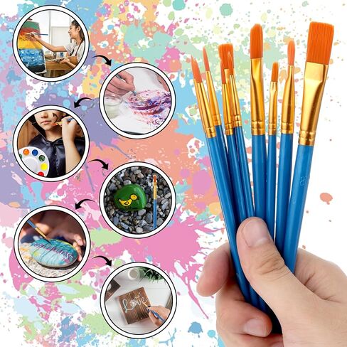 Paint Brushes Palettes Set, 20pcs Nylon Hair Brushes and 5pcs Paint Palettes Pallets, Paintbrushes for Acrylic Watercolor Oil Gouache Tempera Art Paint and Body Painting Party Supplies in Saudi Arabia