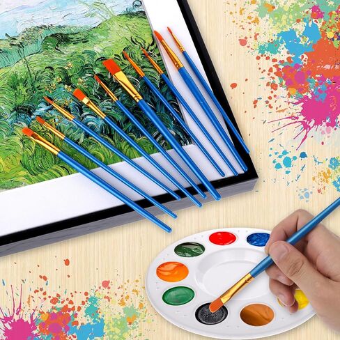 Paint Brushes Palettes Set, 20pcs Nylon Hair Brushes and 5pcs Paint Palettes Pallets, Paintbrushes for Acrylic Watercolor Oil Gouache Tempera Art Paint and Body Painting Party Supplies in Saudi Arabia