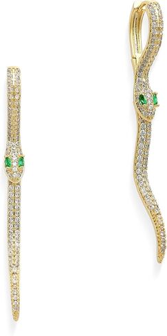 JeanBeau Gold Snake Hoop Huggie Earrings for Women Funky Long Rhinestone Gothic Animal Serpent Twisted Dangle Earings Prom Hypoallergenic Fashion Jewelry Gift in Saudi Arabia