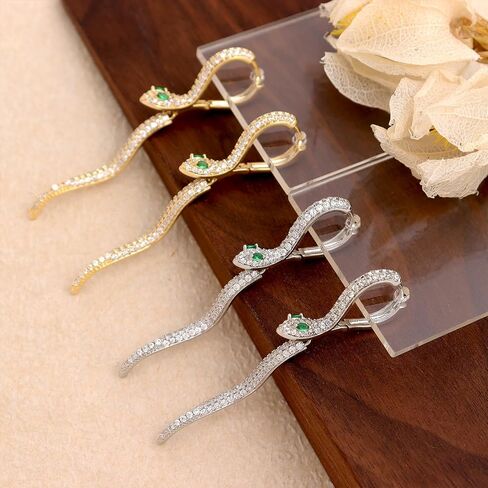 JeanBeau Gold Snake Hoop Huggie Earrings for Women Funky Long Rhinestone Gothic Animal Serpent Twisted Dangle Earings Prom Hypoallergenic Fashion Jewelry Gift in Saudi Arabia